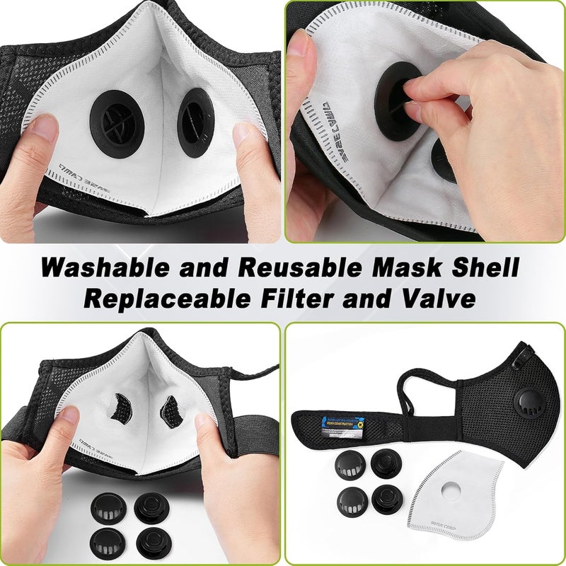 Base Camp M Plus Dust Mask, Breathable Reusable Face Mask with 6 Activated Carbon Filters for Woodworking Construction Mowing Grinding (Modern1) - Image 5